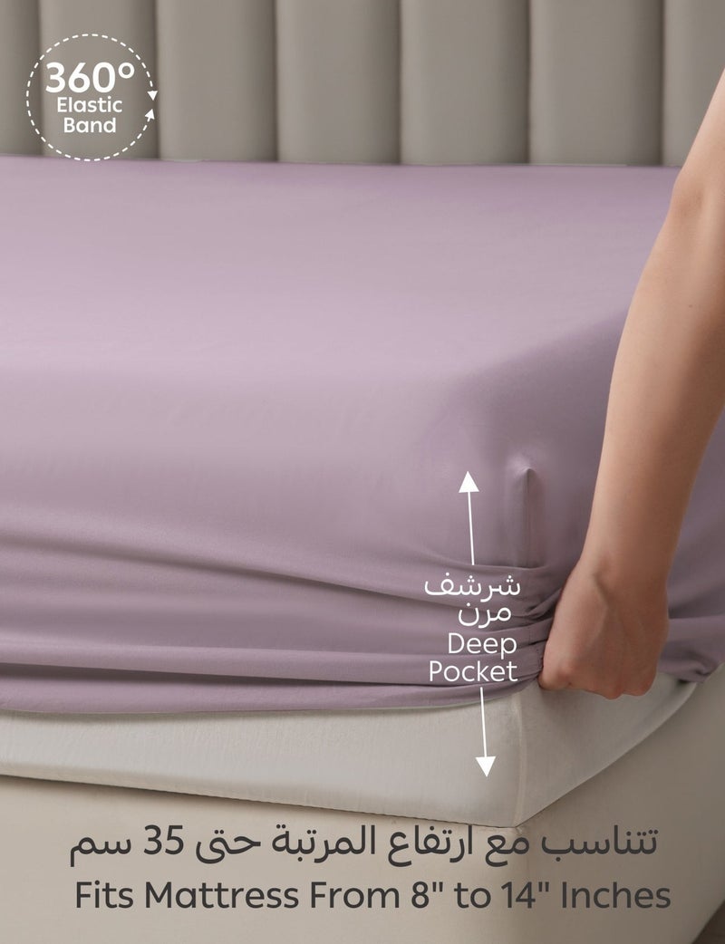 Donetella Bedding Fitted Sheet - Fits 200x200 Cm For Super King Bed - 3 Pcs (1 Fitted Sheet and 2 Pillowcases) - 35 Cm Deep Pocket - Solid Bed Sheet - Image 4