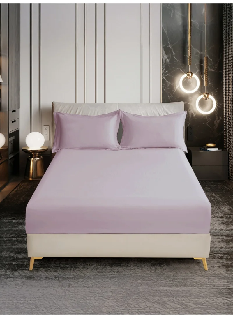 Donetella Bedding Fitted Sheet - Fits 200x200 Cm For Super King Bed - 3 Pcs (1 Fitted Sheet and 2 Pillowcases) - 35 Cm Deep Pocket - Solid Bed Sheet