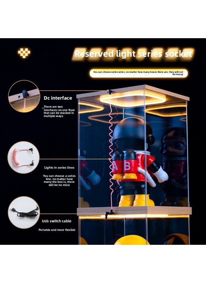 Generic - Lego Model Display Box With Light Acrylic High Transparent Dust Cover Handmade Gundam Luminous Display Cabinet-Color:Return Type Light Display Box-50cm-60cm-Specification:60cm - Image 1