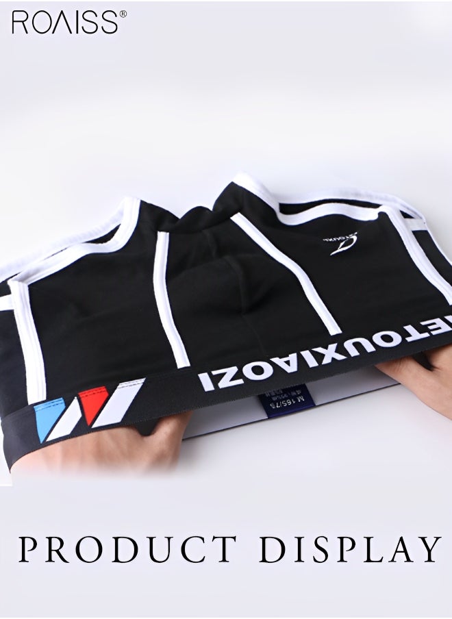 roaiss - 3-Piece Patchwork Contrasting Cotton Underwear Soft Invisible Breathable High Elastic Waist Design Sports Flat Corner Underpants - Image 1