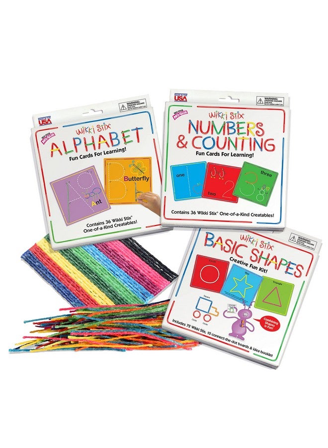 WikkiStix Wikki Stix Early Learning Trio, Alphabet, Numbers and Shapes for Easy, Fun Preschool Learning, Made in The USA - Image 1