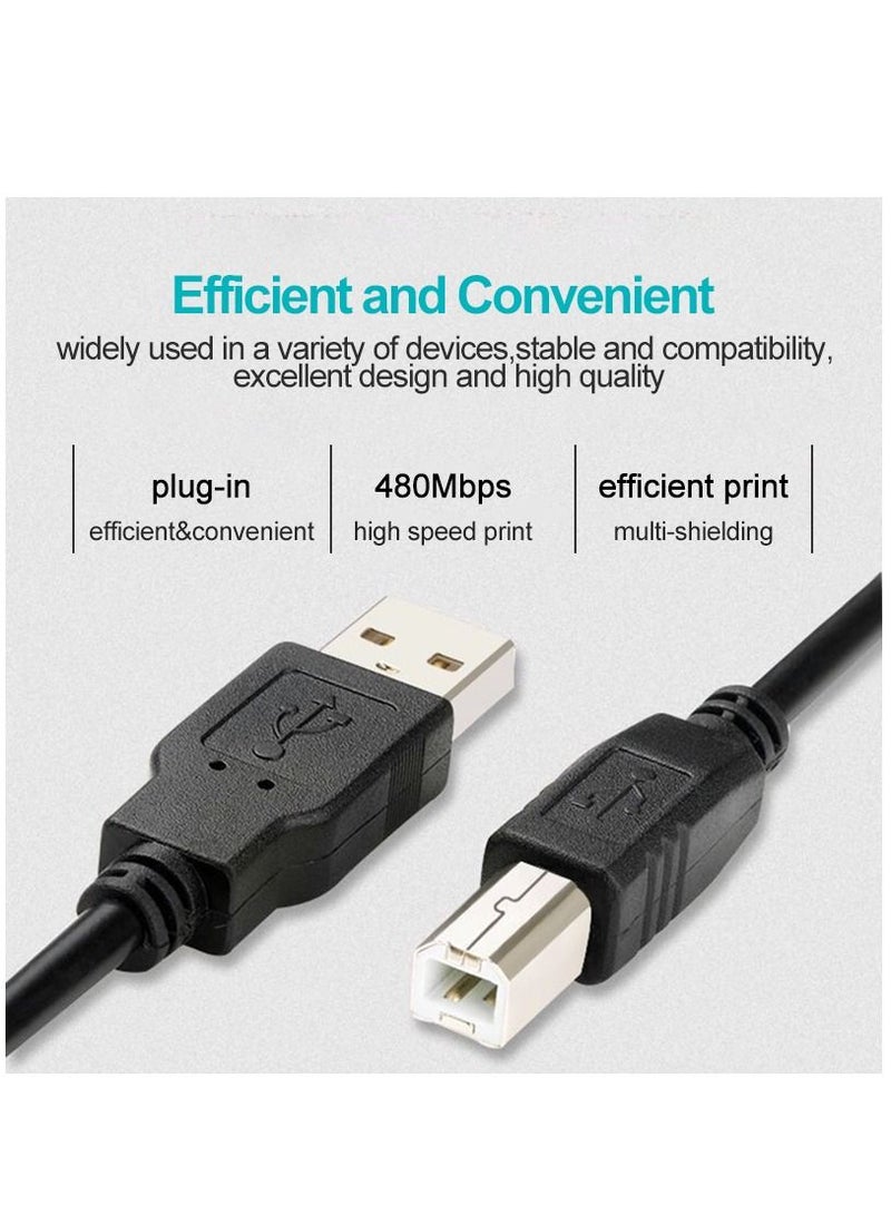 هينغ كابل بيانات طابعة USB 2.0 مطلي بالذهب عيار 24 قيراطًا عالي السرعة 480 ميجابت في الثانية، كابل USB من النوع A ذكر إلى كابل USB من النوع B ذكر للطابعات والماسح الضوئي متوافق مع طابعات MacBook Pro وHP وCanon والمزيد (5 أمتار) - Image 2