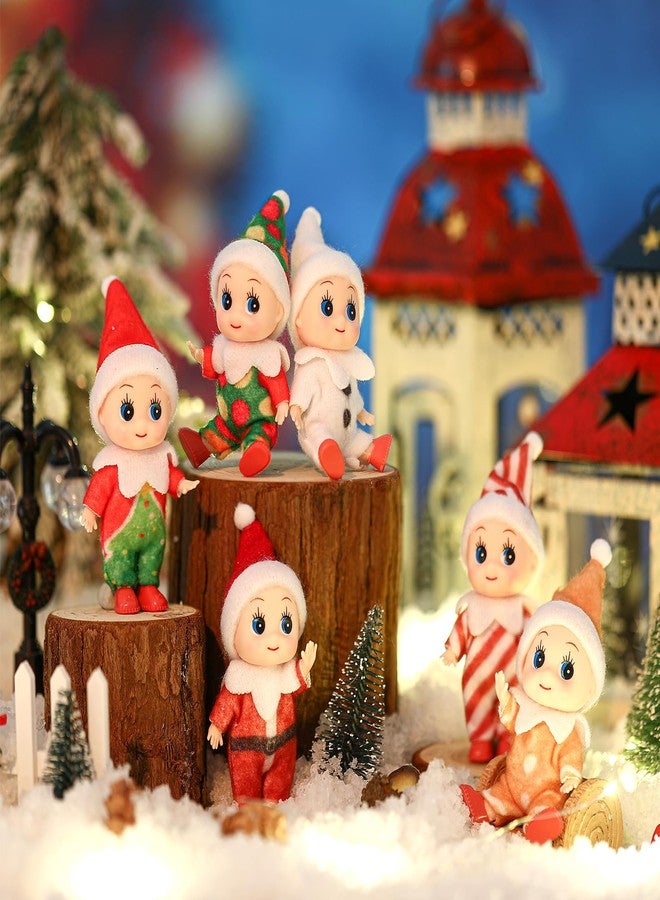 Aoriher 6 Pcs Christmas Doll Twins in Bib Pants and Bodysuit Miniature Accessories Green and Red Boy and Girl Toy Suitable for Xmas New Year Decor(Lovely Style) - Image 2