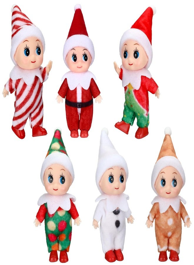 Aoriher 6 Pcs Christmas Doll Twins in Bib Pants and Bodysuit Miniature Accessories Green and Red Boy and Girl Toy Suitable for Xmas New Year Decor(Lovely Style) - Image 1