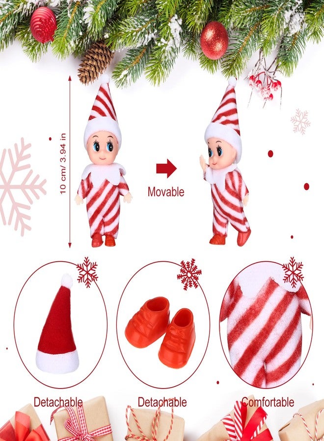 Aoriher 6 Pcs Christmas Doll Twins in Bib Pants and Bodysuit Miniature Accessories Green and Red Boy and Girl Toy Suitable for Xmas New Year Decor(Lovely Style) - Image 3