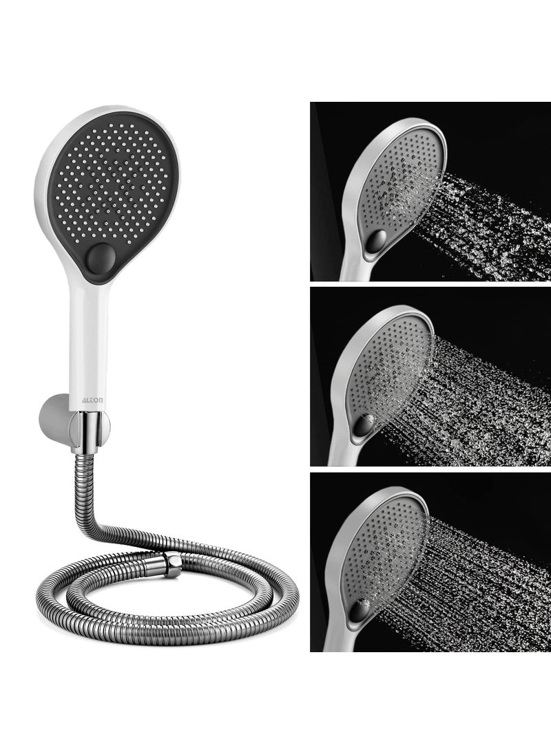 Alton ALTON SHR20270 3Function 5INCH Hand Shower With SS304 Grade 15 Meter Flexible Hose Pipe and Wall Hook White Black  - Image 1