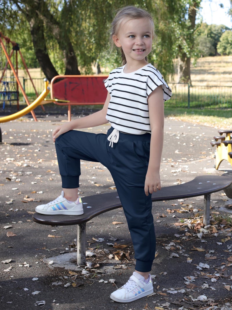 Resinta 4 Pack Girls' and Toddler Sweatpants Kids Active Jogger Pants Girls Casual Pull On Pants with Drawstring Pockets - Image 3