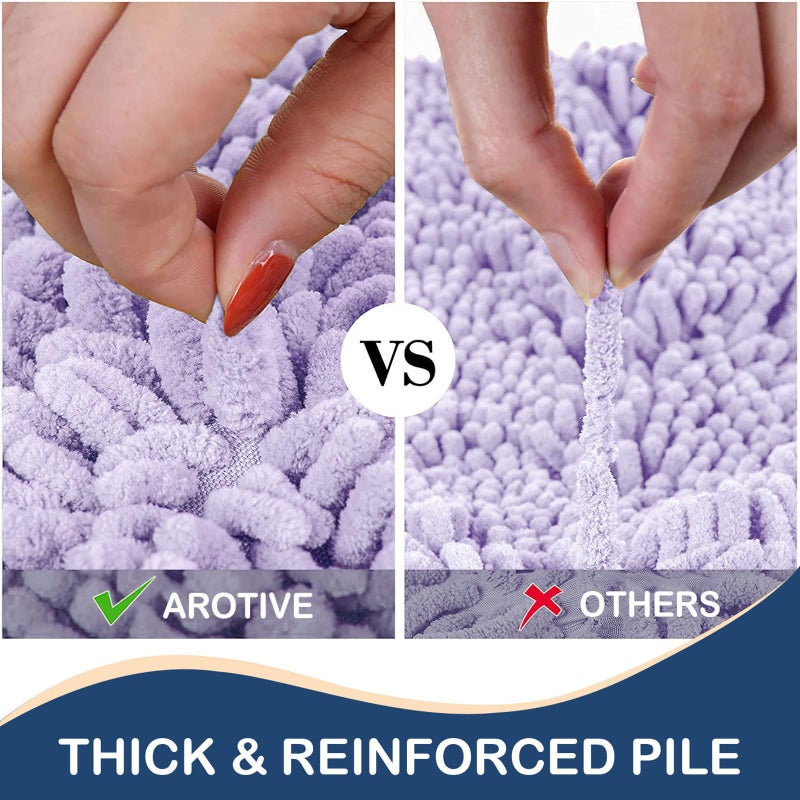 Arotive Luxury Chenille Bathroom Rug Mat  Extra Soft Thick Absorbent Shaggy Bath Rugs  Non-Slip Machine Wash Dry Plush Bath Mats for Bathroom  Tub  and Shower (30""x20""  Light Purple) - Image 4