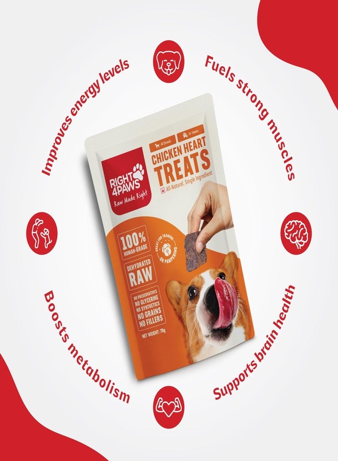 RIGHT4PAWS Chicken Heart Treats - 100% Natural & Raw, Gently Dehydrated, Grain-Free, Human-Grade Animal Meat for Dogs (Pack of 1) - Image 4