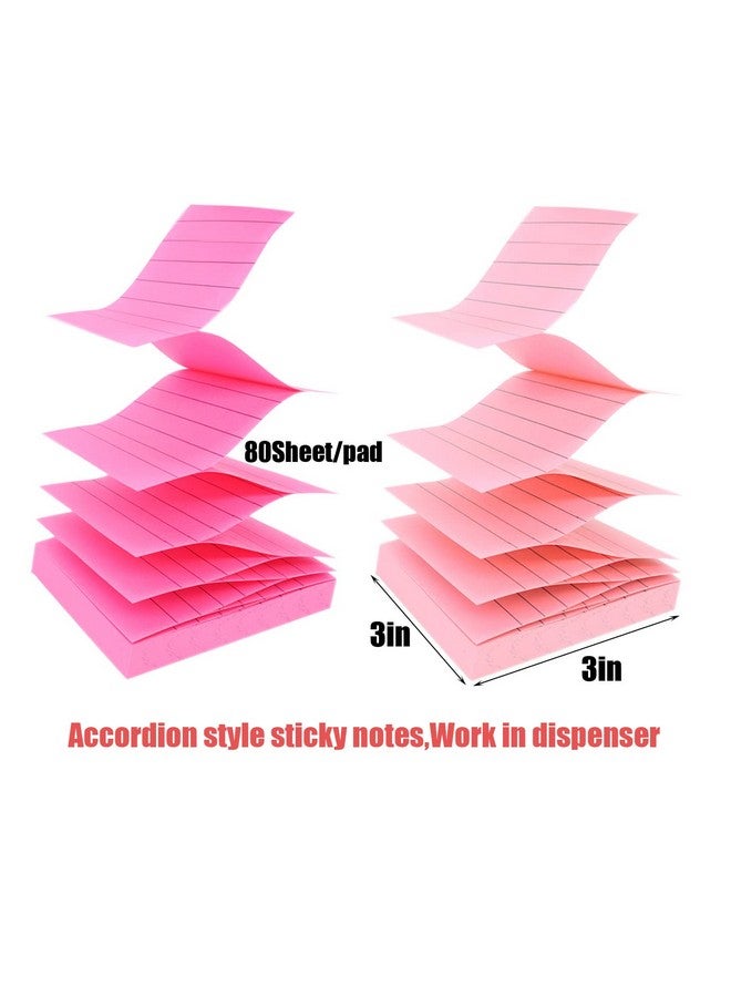 LinQuick 6 Pads Pop Up Sticky Notes With Lines 3X3 Inches Accordian Sticky Notes 6 Neon Bright Color Selfstick Pads Easy To Post 80Sheet/Pad (80Sheets/Pad) - Image 2