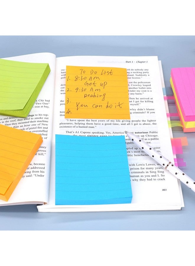 LinQuick 6 Pads Pop Up Sticky Notes With Lines 3X3 Inches Accordian Sticky Notes 6 Neon Bright Color Selfstick Pads Easy To Post 80Sheet/Pad (80Sheets/Pad) - Image 5