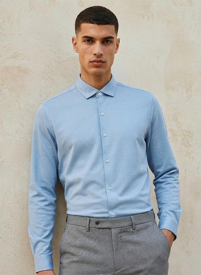 Splash FAV Regular Fit Collared Textured Long Sleeves Shirt