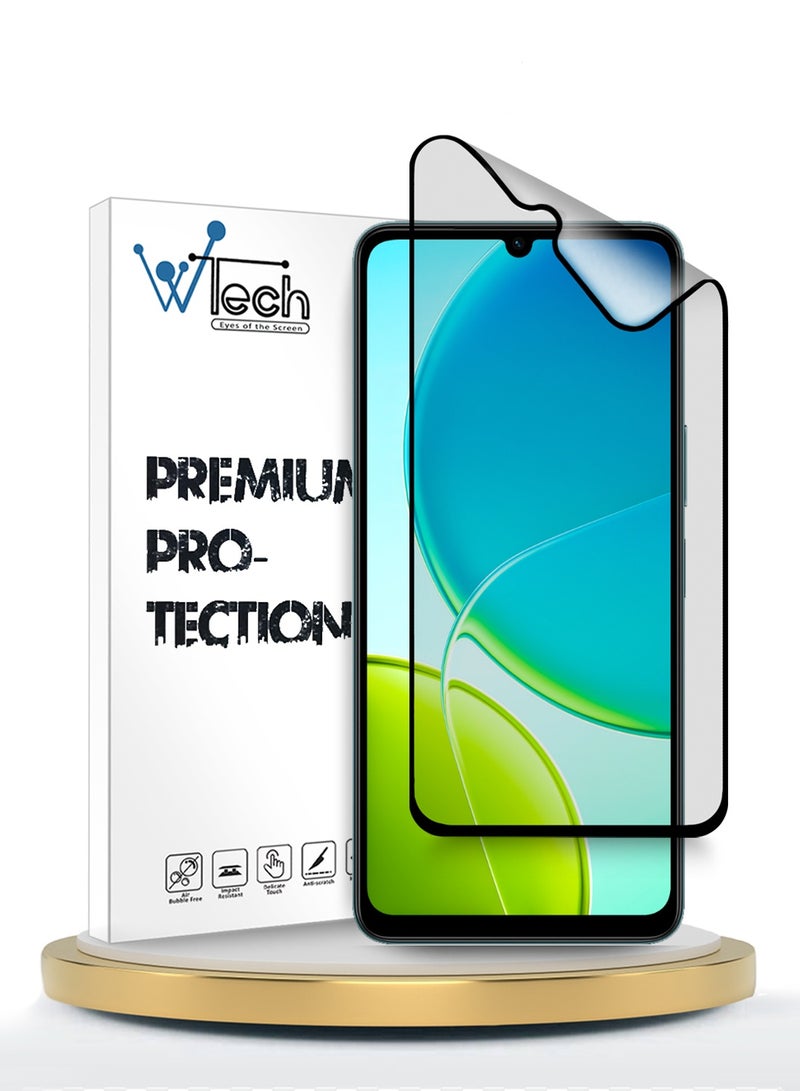 دبليو تيك فيفو Y19s 5G 2025 واقي شاشة كامل من السيراميك النانو الفاخر مع غراء كامل وغطاء كامل غير لامع - شفاف/أسود - Image 1