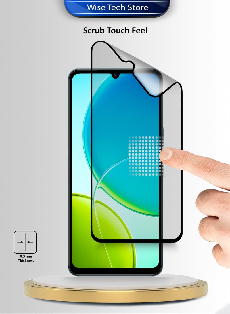 دبليو تيك فيفو Y19s 5G 2025 واقي شاشة كامل من السيراميك النانو الفاخر مع غراء كامل وغطاء كامل غير لامع - شفاف/أسود - Image 4