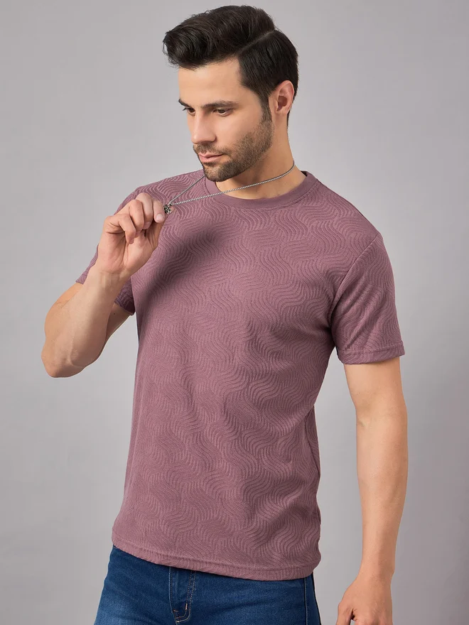 Take Two  REPRISE Men Purple Textured Knit T-Shirt for Men | Best Price UAE