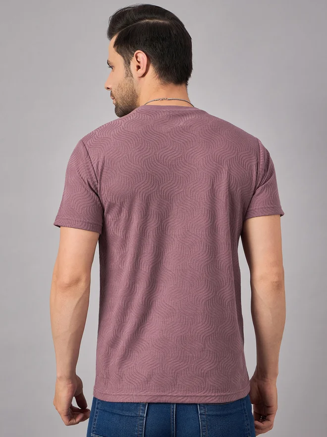 Take Two  REPRISE Men Purple Textured Knit T-Shirt for Men | Best Price UAE