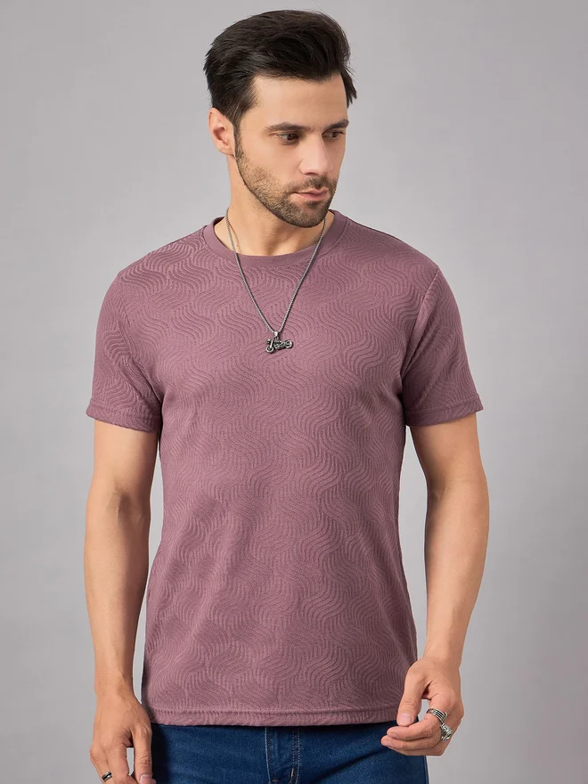 Take Two  REPRISE Men Purple Textured Knit T-Shirt for Men | Best Price UAE