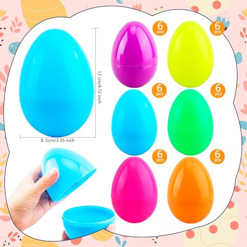 Restroma 36 Pack 5 Inch Fillable Easter Eggs Large Plastic Easter Egg Colorful Easter Eggs Empty Surprise Egg Toys for Easter Basket Stuffers Fillers Party Decor 6 Colors - Image 5