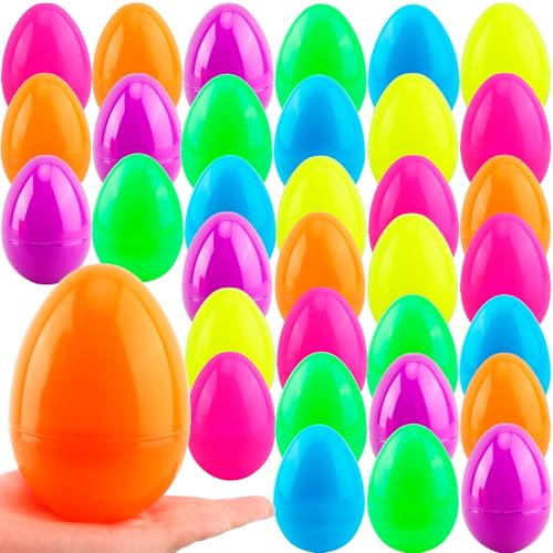 Restroma 36 Pack 5 Inch Fillable Easter Eggs Large Plastic Easter Egg Colorful Easter Eggs Empty Surprise Egg Toys for Easter Basket Stuffers Fillers Party Decor 6 Colors - Image 1