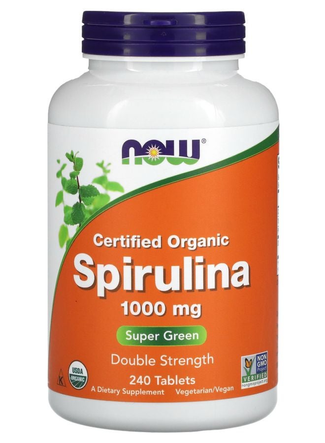 now Certified Organic Spirulina 1000 mg 240 Tablets