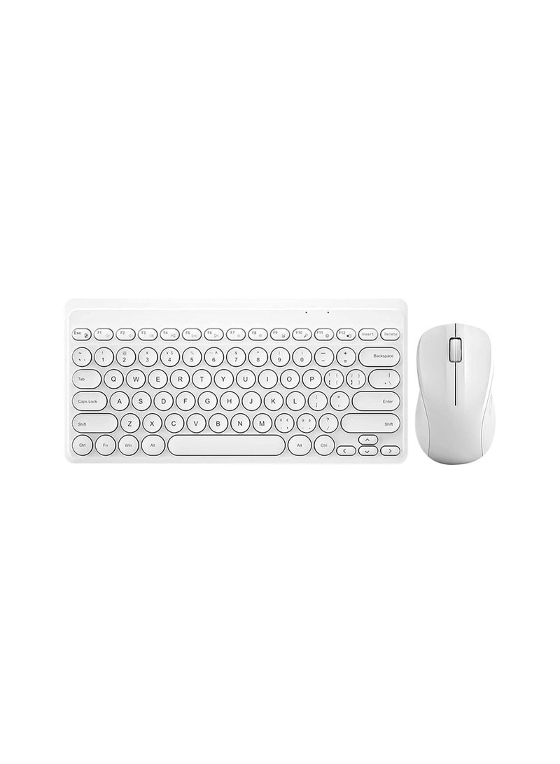 Fashion Wireless Keyboard and Mouse Combo USB Cordless Cute Round Key Smart Power-Saving Ultra Slim Combo for Laptop Computer and Desktop - Image 1