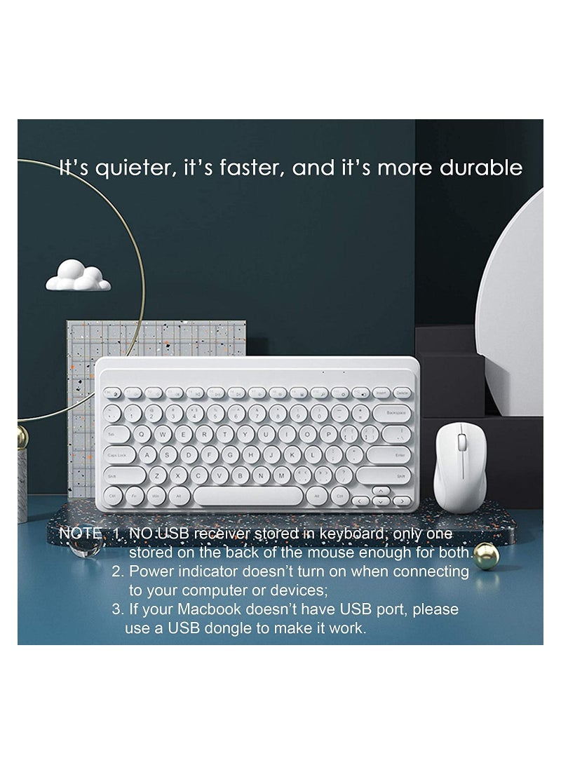 Fashion Wireless Keyboard and Mouse Combo USB Cordless Cute Round Key Smart Power-Saving Ultra Slim Combo for Laptop Computer and Desktop - Image 2