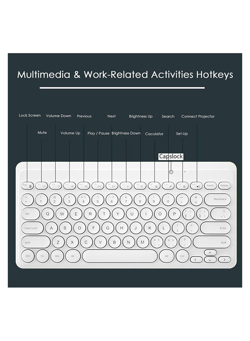 Fashion Wireless Keyboard and Mouse Combo USB Cordless Cute Round Key Smart Power-Saving Ultra Slim Combo for Laptop Computer and Desktop - Image 3