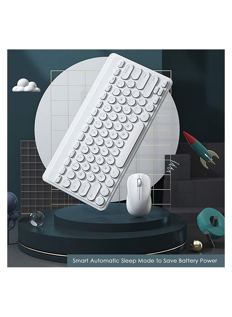 Fashion Wireless Keyboard and Mouse Combo USB Cordless Cute Round Key Smart Power-Saving Ultra Slim Combo for Laptop Computer and Desktop - Image 4