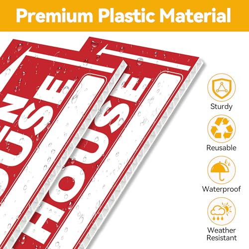 Frohllia 5 Pack Open House Signs, Open House Sign for Real Estate - 17"x12" Double Sided Yard Signs with Metal Stakes & Directional Arrows, Weatherproof Real Estate Signage for Agents, Property Sales (Red) - Image 5