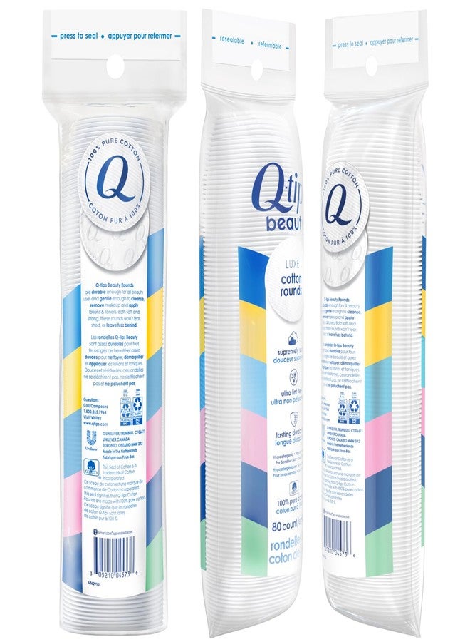 Q-tips Beauty Luxe Cotton Rounds 80 Count 2-Pack - Hypoallergenic Makeup Remover Pads, Beauty & Personal Care Essentials - Image 2