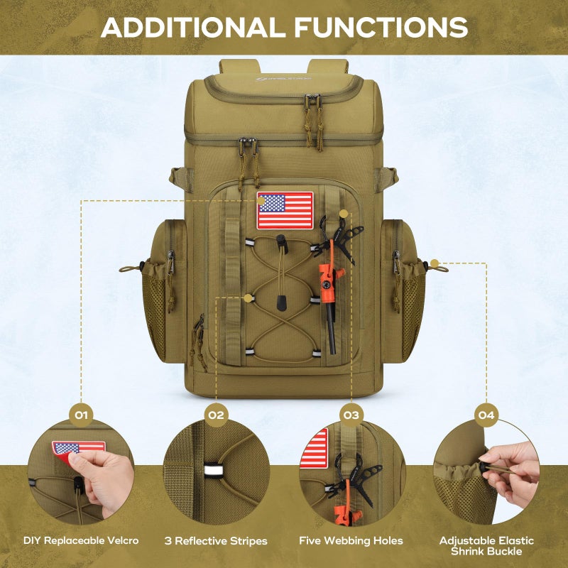 Maelstrom Backpack Cooler,Soft Lightweight Leakproof Cooler Backpack,Men Women 35/50 Can Insulated Cooler Bag,Keeps Hot/Cold for Up to 16 Hours,Perfect for Camping, Beach (Khaki, 35 can) - Image 5