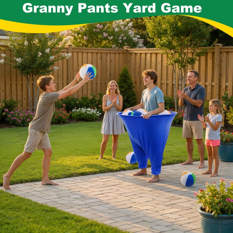 Qrooper Granny Pants Yard Game Sets  Oversized Granny Pants Outdoor Game  2Pcs Granny Pants Family Outdoor Games With 10 Balls+1 Pump For Kids And Adults  Backyard Parties And Field Day(Green+Blue) - Image 2