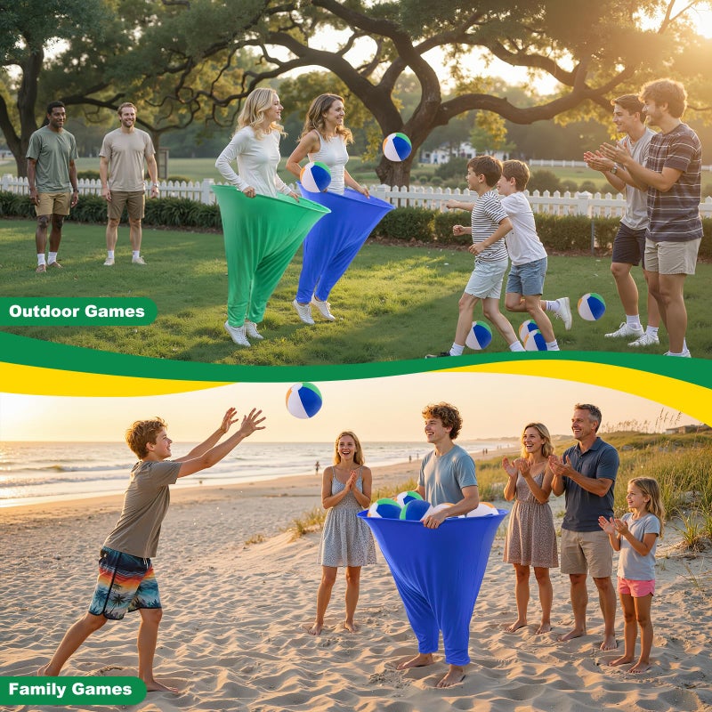 Qrooper Granny Pants Yard Game Sets  Oversized Granny Pants Outdoor Game  2Pcs Granny Pants Family Outdoor Games With 10 Balls+1 Pump For Kids And Adults  Backyard Parties And Field Day(Green+Blue) - Image 5