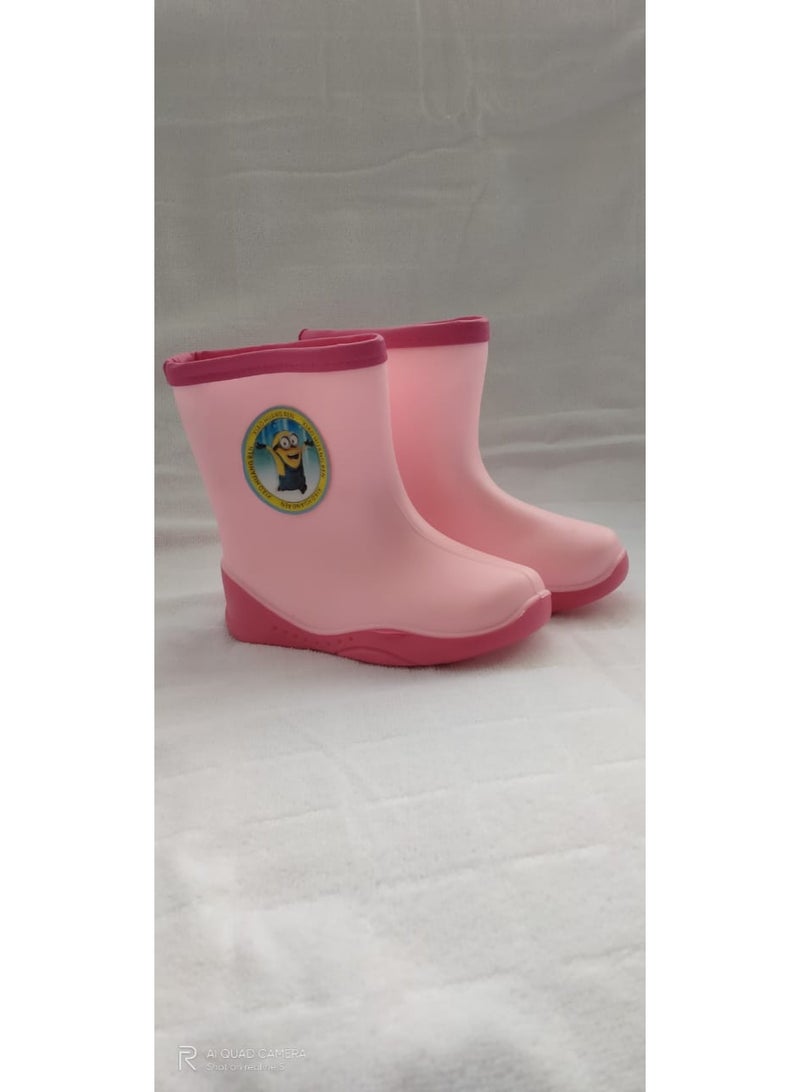 Kids Minions Silicone Rain Boots – Pink, Waterproof (Size 30–31)