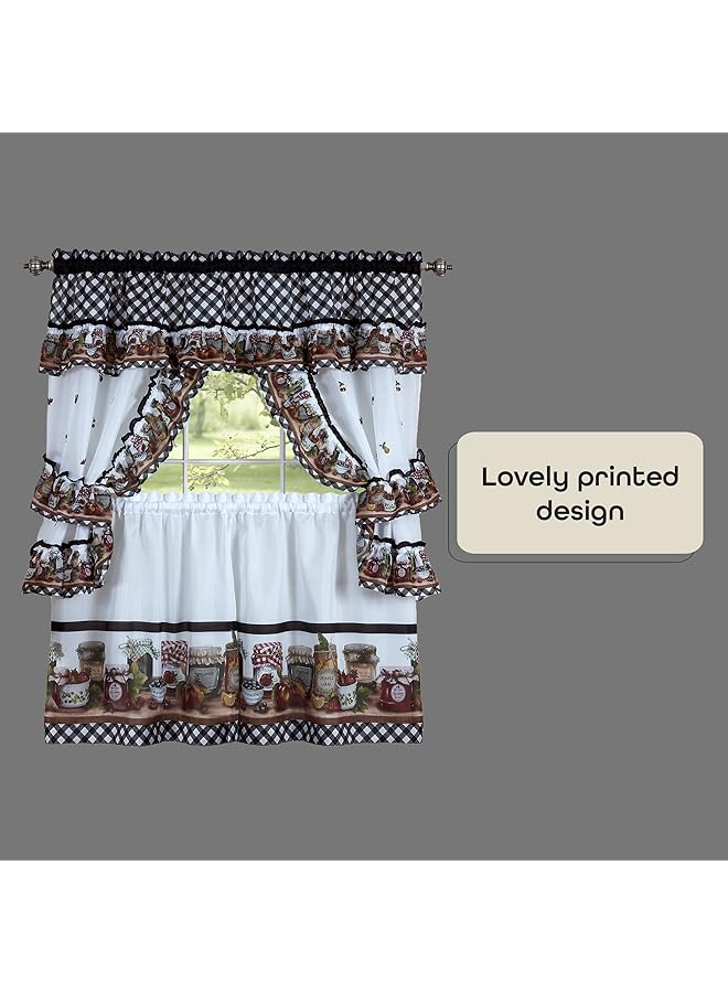 إيروريكس طقم ستائر مطبخ من ماسون جارز مع طبقات وكشكشة بطول 24 بوصة وجزء علوي من الكشكشة - Image 3