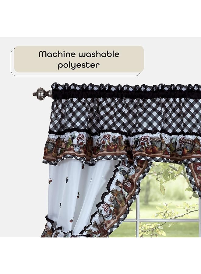 إيروريكس طقم ستائر مطبخ من ماسون جارز مع طبقات وكشكشة بطول 24 بوصة وجزء علوي من الكشكشة - Image 4