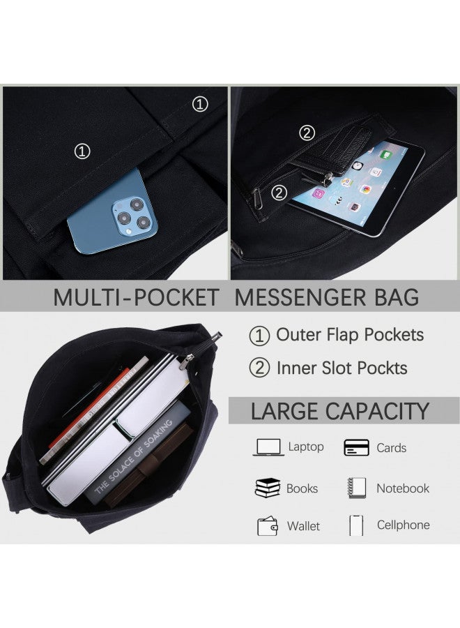 JQWSVE Canvas Shoulder Bag Large Hobo Crossbody Bag with Multiple Pockets Canvas Messenger Tote Bag for Women and Men - Image 3