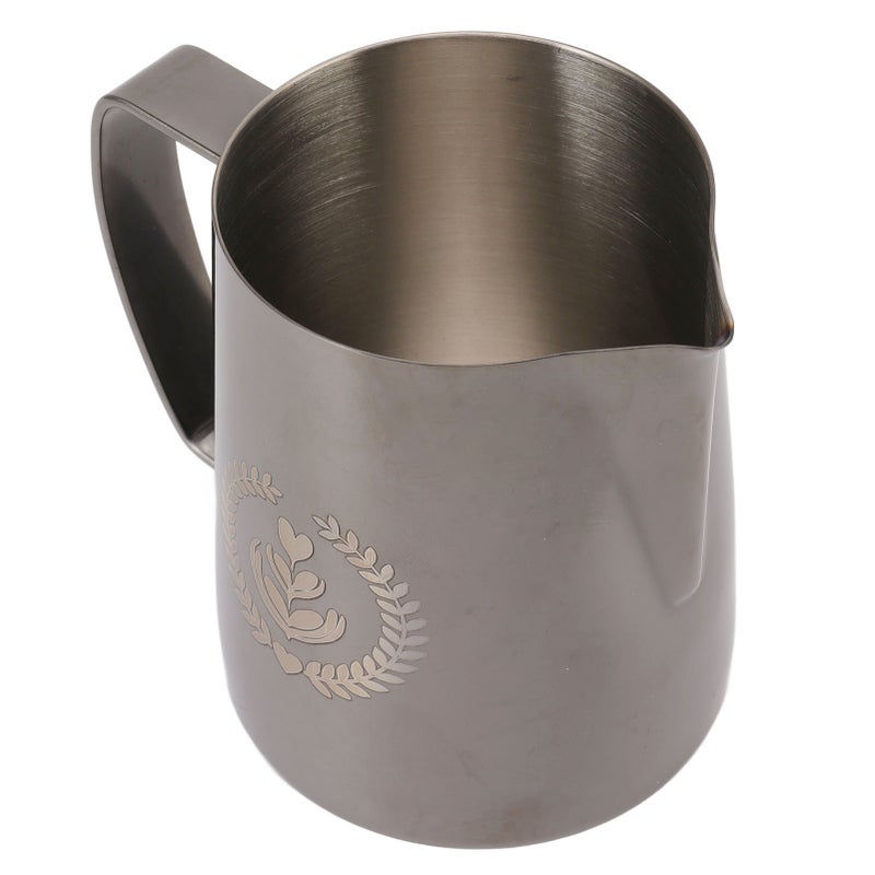 Frothing Pitcher 304 Stainless Steel Pull Flower Cup Coffee Milk Frother 600ml Pointed Mouth Black - Image 1