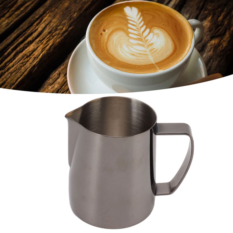 Frothing Pitcher 304 Stainless Steel Pull Flower Cup Coffee Milk Frother 600ml Pointed Mouth Black - Image 2