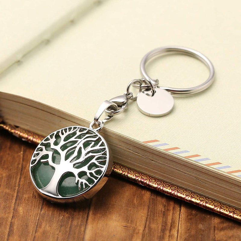 JOVIVI Silver Tree of Life Green Aventurine Keyring Keychain Pendant - Image 4