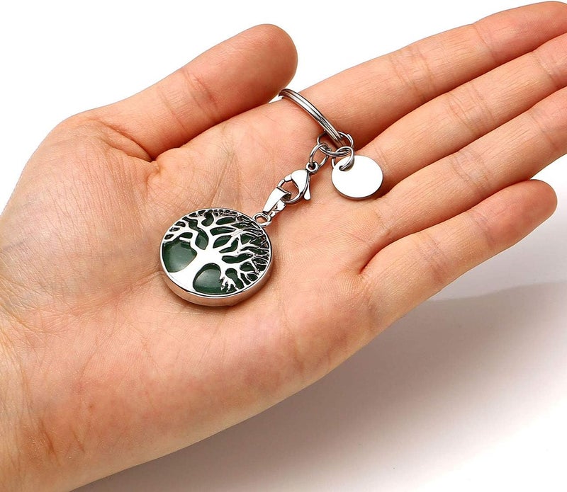 JOVIVI Silver Tree of Life Green Aventurine Keyring Keychain Pendant - Image 5