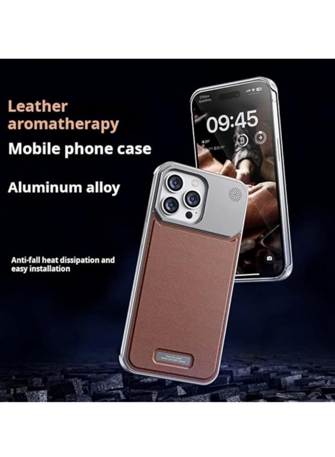 عام الجلود الألومنيوم حالة الهاتف لفون 16ProMax / 16Pro المغناطيسي المعطرة حالة صدمات - Image 4