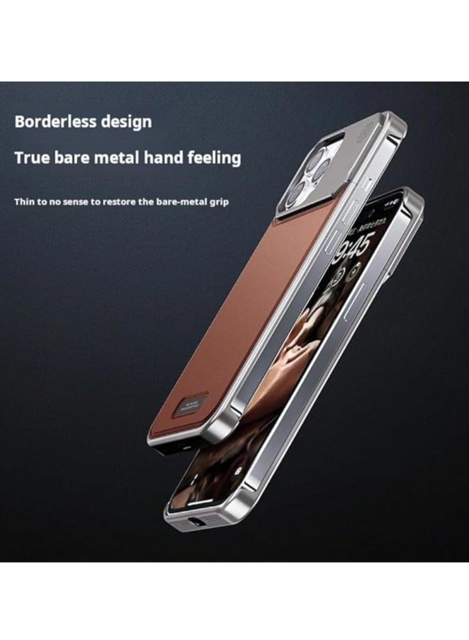 عام الجلود الألومنيوم حالة الهاتف لفون 16ProMax / 16Pro المغناطيسي المعطرة حالة صدمات - Image 5