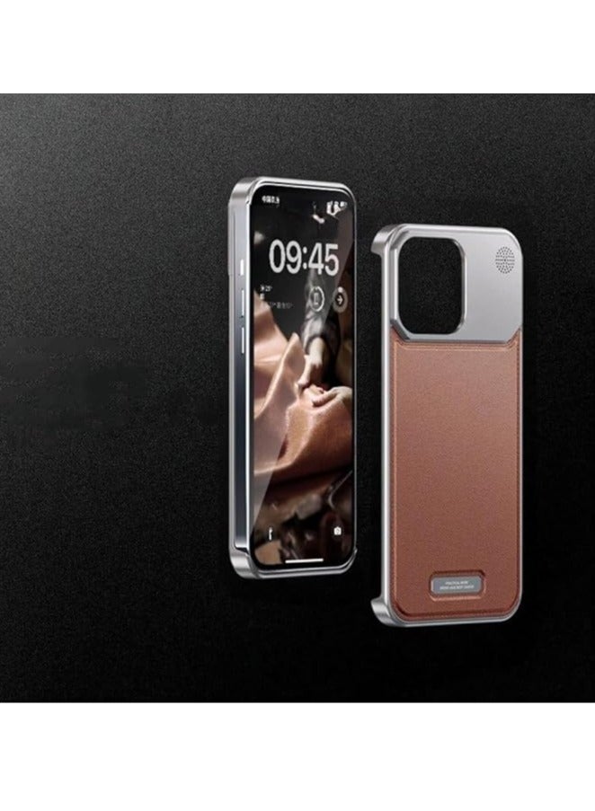 عام الجلود الألومنيوم حالة الهاتف لفون 16ProMax / 16Pro المغناطيسي المعطرة حالة صدمات - Image 1