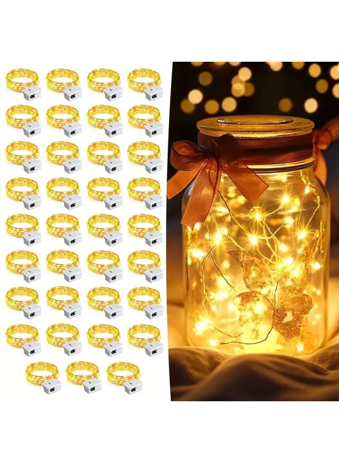 35 عبوة من أضواء الخيوط الجنية البيضاء بـ10 مصابيح LED، بطول 39.37 بوصة، تعمل بالبطارية وب3 أوضاع - Image 2