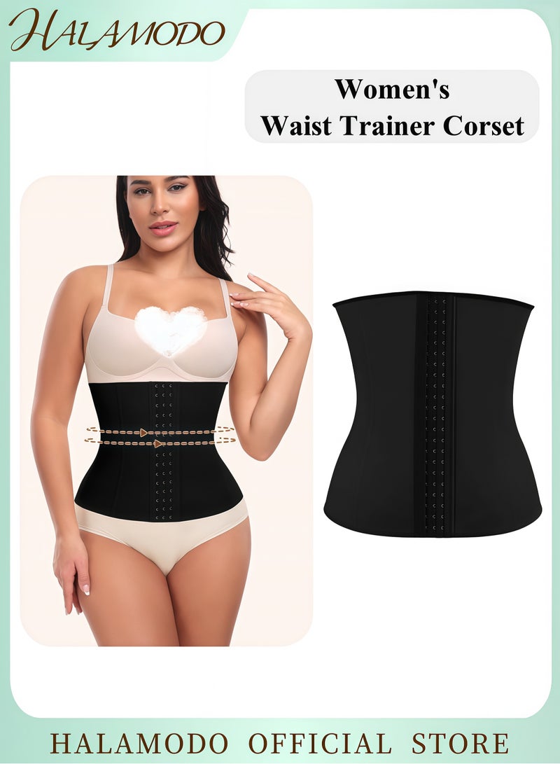 HALAMODO Women's Waist Trainer Corset for Everyday Wear Steel Boned Tummy Control Body Shaper with Adjustable Hooks for Weight Loss - Image 1