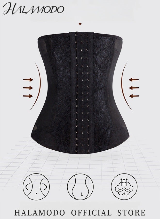 HALAMODO Women's Waist Trainer Corset for Everyday Wear Steel Boned Tummy Control Body Shaper with Adjustable Hooks for Weight Loss - Image 2