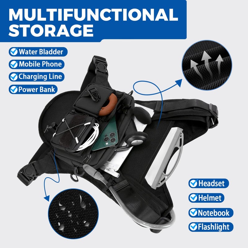 Criuage USA Original Patent Running Hydration Vest Backpack, Lightweight Chest Pack with 2.0L Water Bladder Bag Daypack for Hiking Running Cycling Race Marathon for Women Men (Black, Standard) - Image 4