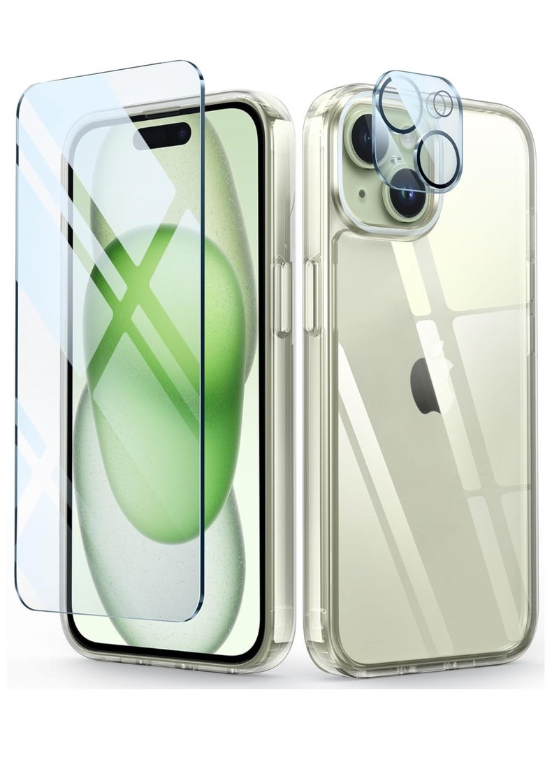 ELTRAZONE Defender Clear Case for iPhone 15 - Shockproof Cover with Camera Lens Protector, Drop Protection, Anti-Yellowing, 6.1 Inch - Clear - Image 1