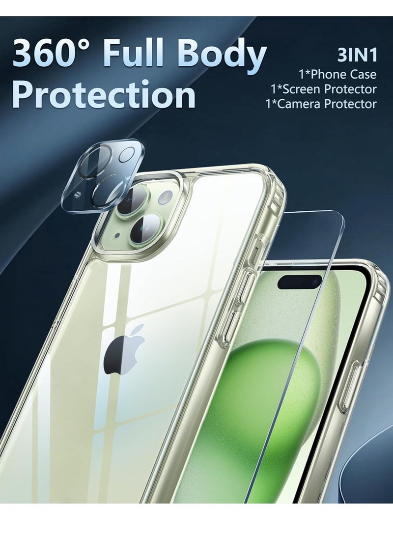 ELTRAZONE Defender Clear Case for iPhone 15 - Shockproof Cover with Camera Lens Protector, Drop Protection, Anti-Yellowing, 6.1 Inch - Clear - Image 5